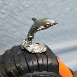 Mini Dolphin Jumping in Water Waves Figurine